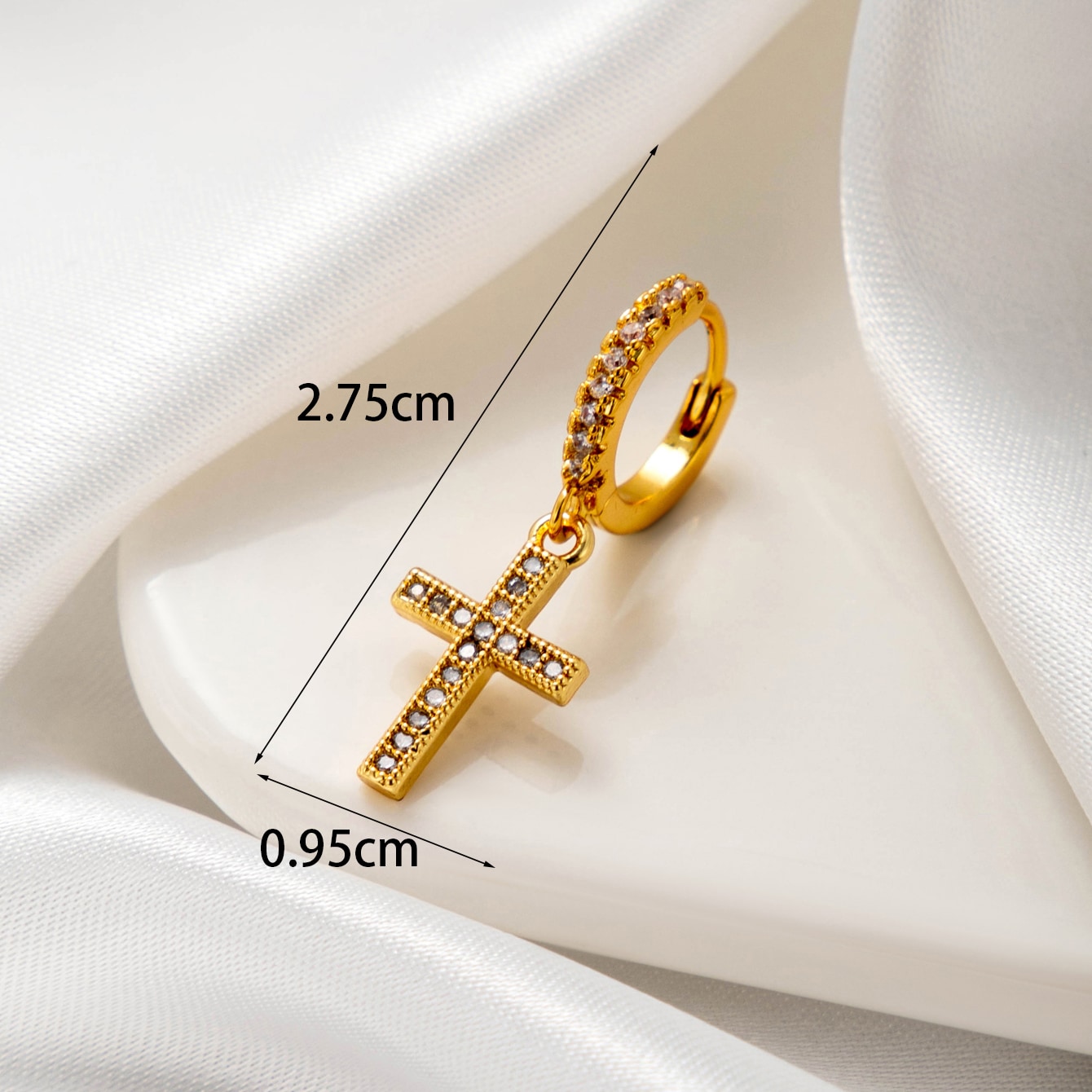 1 Piece Simple Series Classic Cross Copper No Plating Material Zircon Women's Dangle Earrings h5 